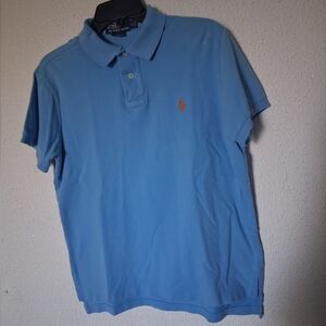 Polo by Ralph Lauren Men's Sky Blue Polo Shirt Orange Horse Size M Pre-owned